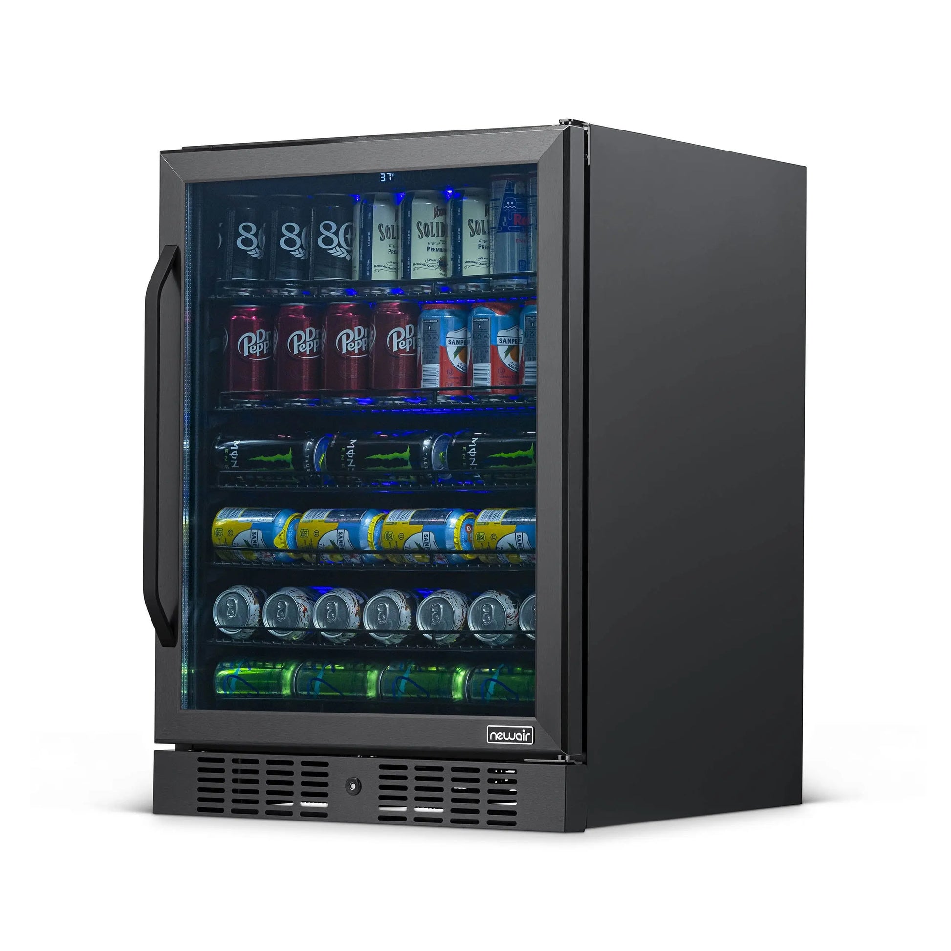 Newair 177 Can Beverage Refrigerator Cooler, Built-In Fridge in Black Stainless Steel for Home, Office or Bar | Fridge.com