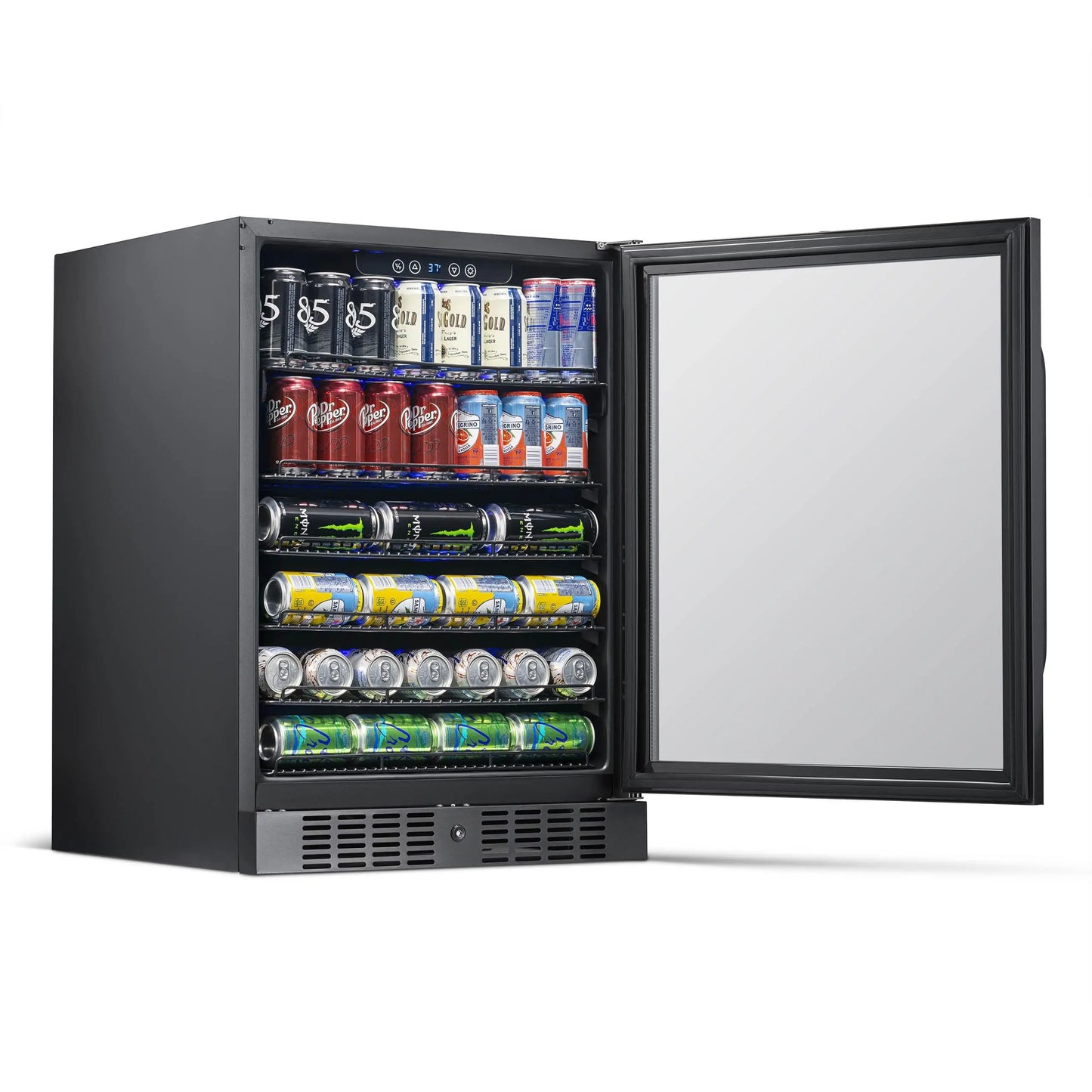 Newair 177 Can Beverage Refrigerator Cooler, Built-In Fridge in Black Stainless Steel for Home, Office or Bar | Fridge.com