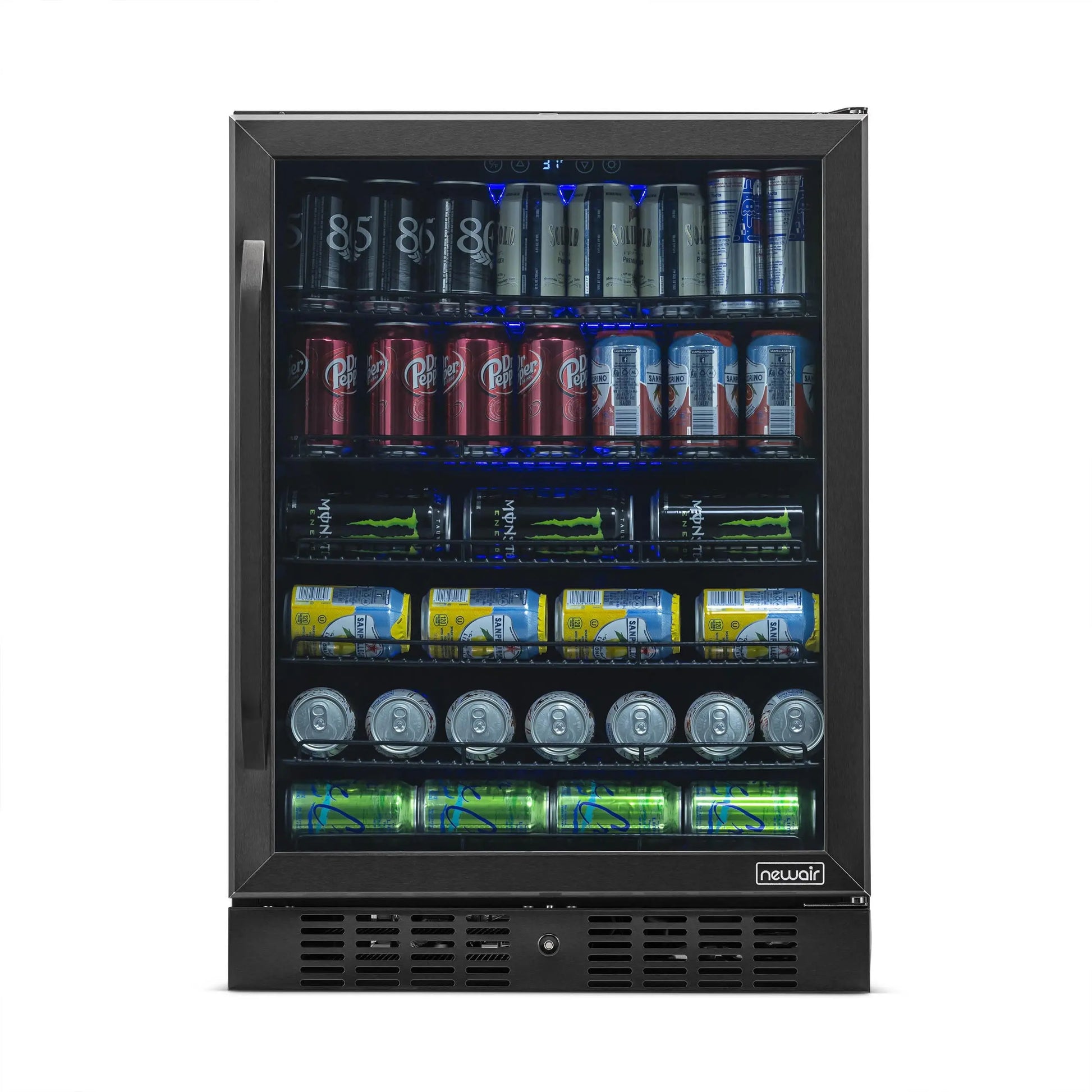 Newair 177 Can Beverage Refrigerator Cooler, Built-In Fridge in Black Stainless Steel for Home, Office or Bar | Fridge.com