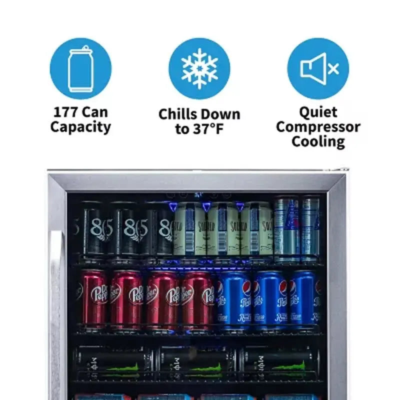 Newair 177-Can Deluxe Beverage Cooler | Fridge.com