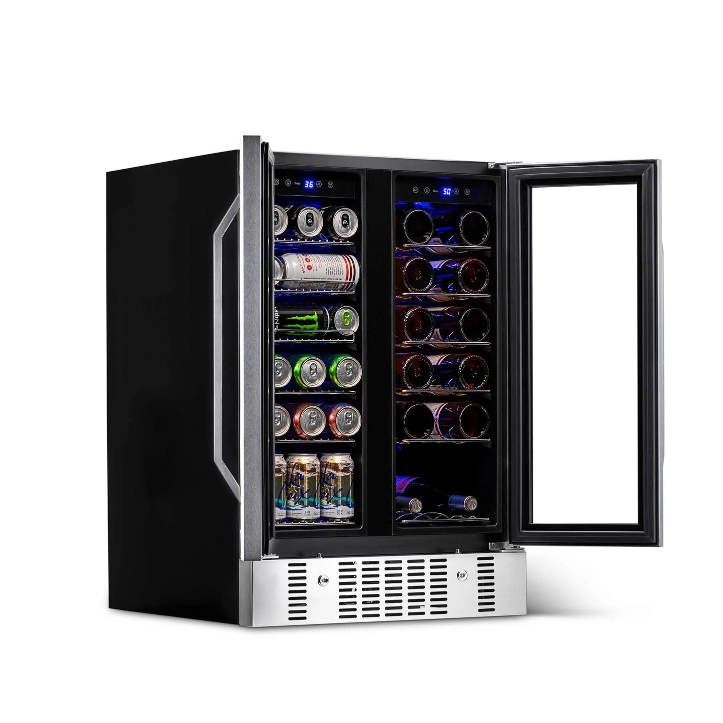 Newair 18 Bottle 58 Can Wine and Beverage Refrigerator Cooler, Built-In Dual Zone Fridge in Stainless Steel for Home, Office or Bar | Fridge.com