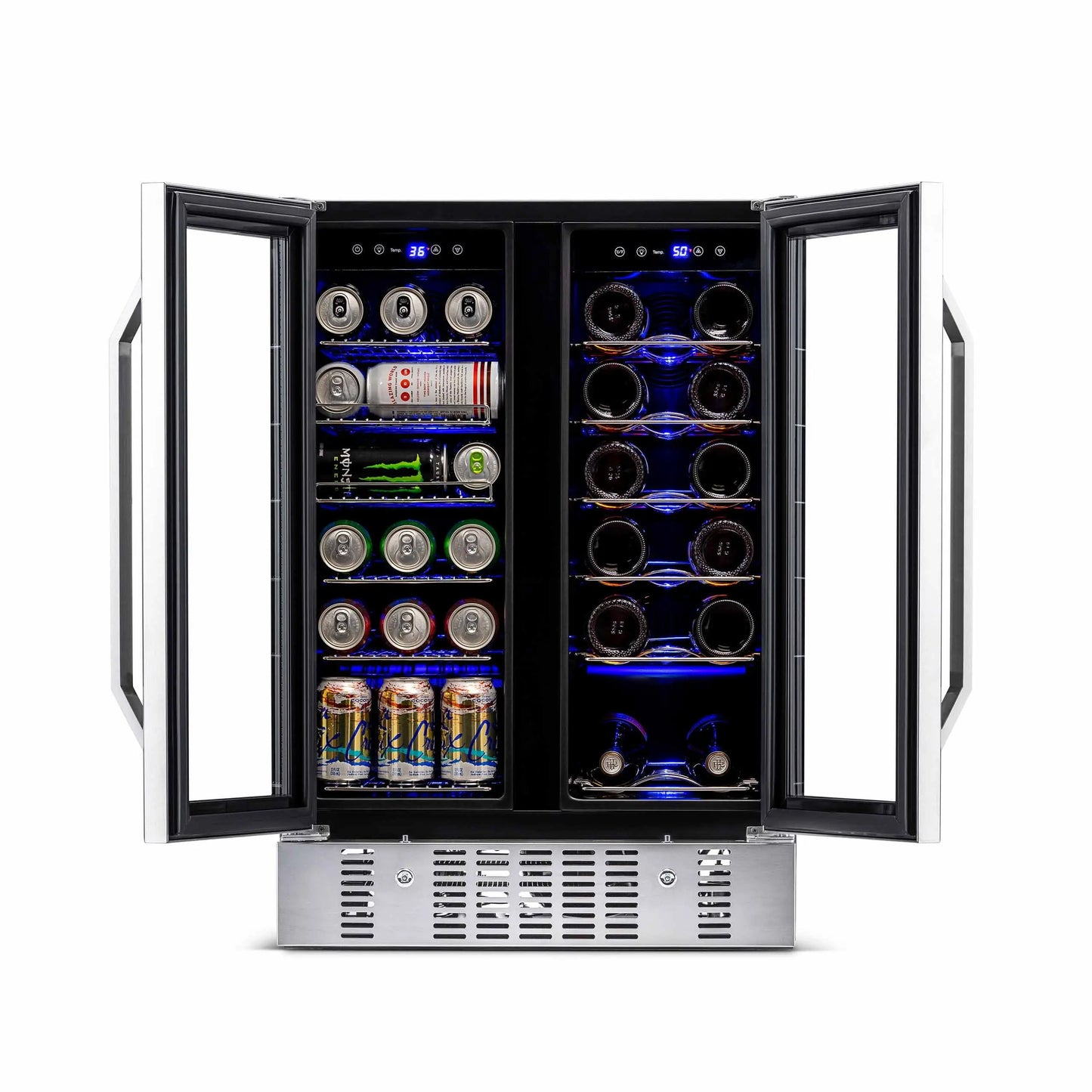 Newair 18 Bottle 58 Can Wine and Beverage Refrigerator Cooler, Built-In Dual Zone Fridge in Stainless Steel for Home, Office or Bar | Fridge.com