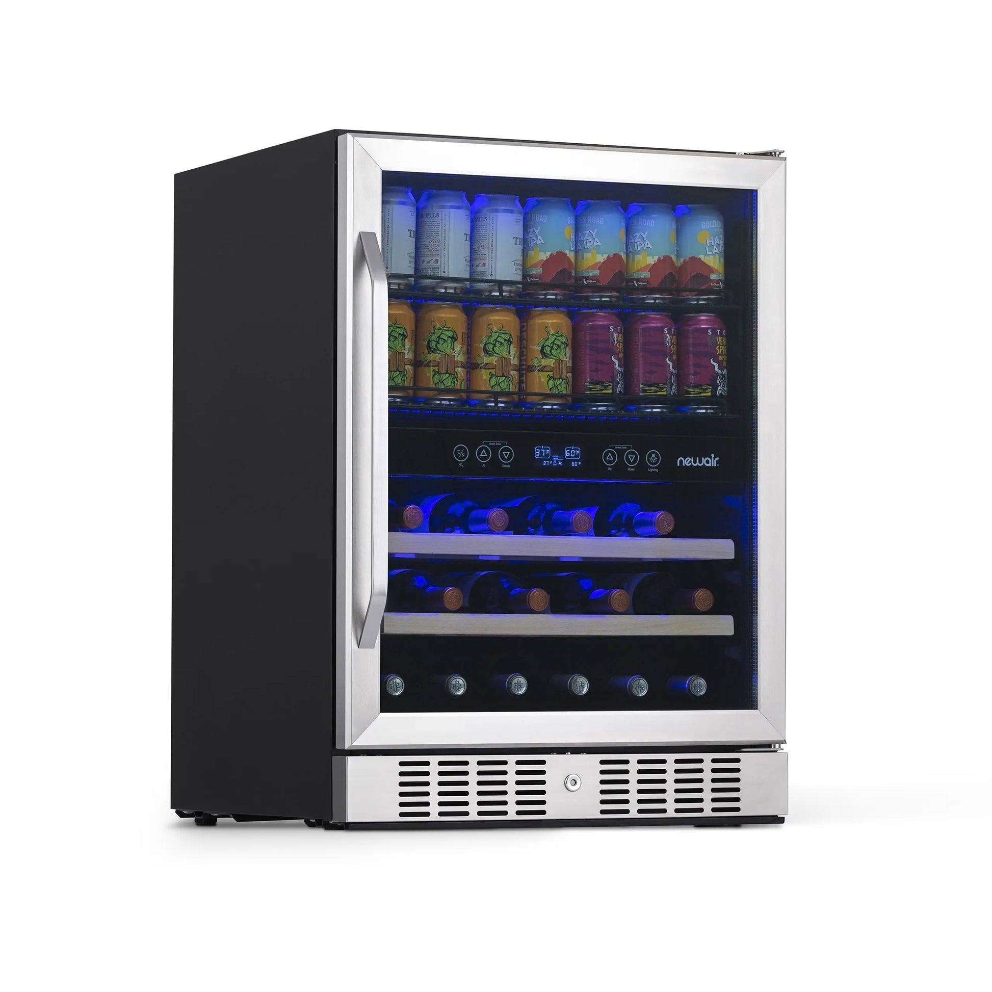 Newair 20 Bottle 70 Can Wine and Beverage Refrigerator Cooler, Built-In Dual Zone Fridge in Stainless Steel for Home, Office or Bar | Fridge.com