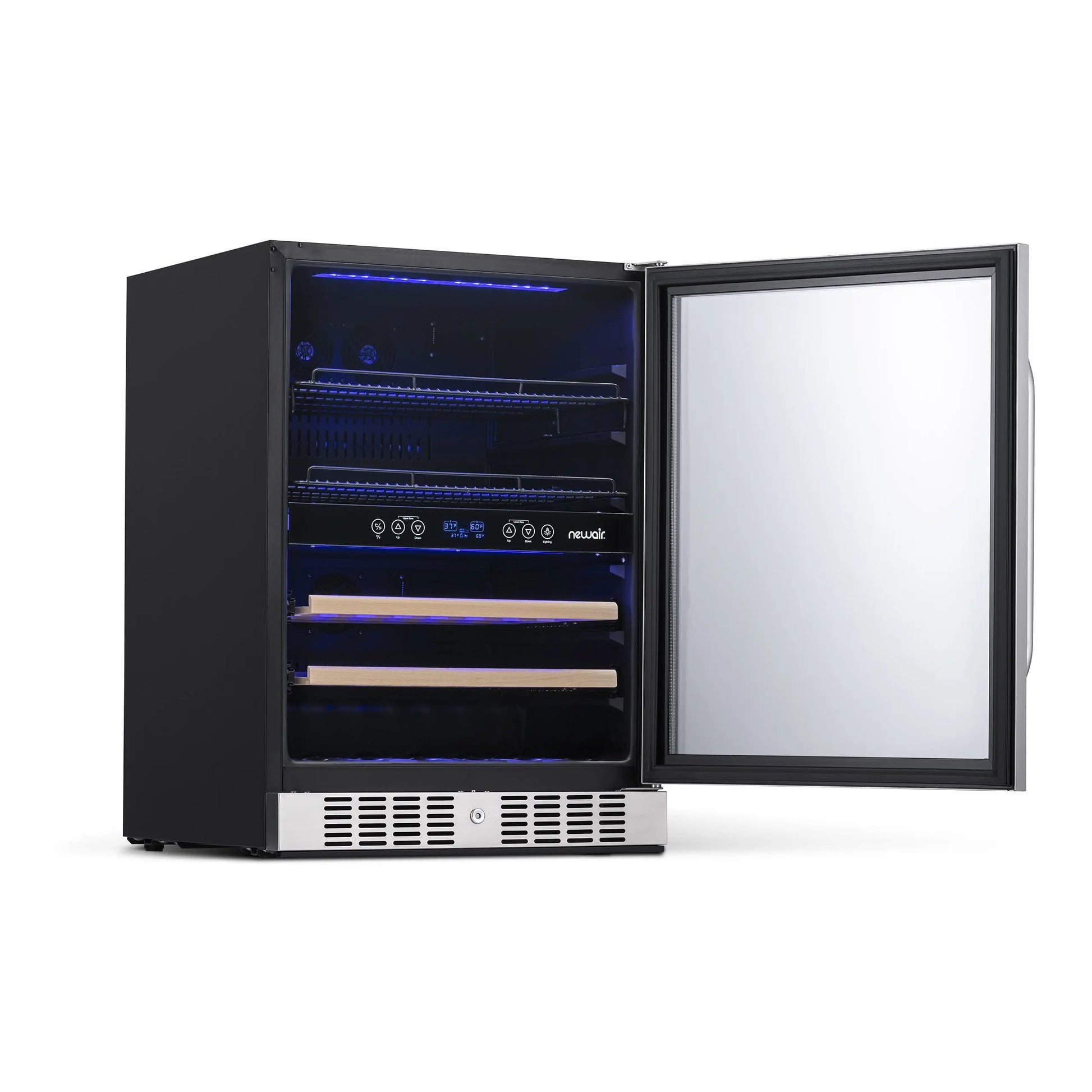 Newair 20 Bottle 70 Can Wine and Beverage Refrigerator Cooler, Built-In Dual Zone Fridge in Stainless Steel for Home, Office or Bar | Fridge.com