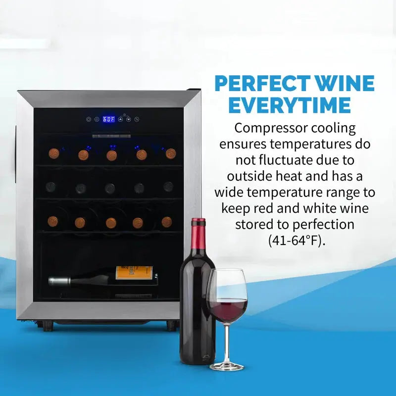 Newair 23 Bottle Single Zone Freestanding Wine Cooler in Stainless Steel | Fridge.com