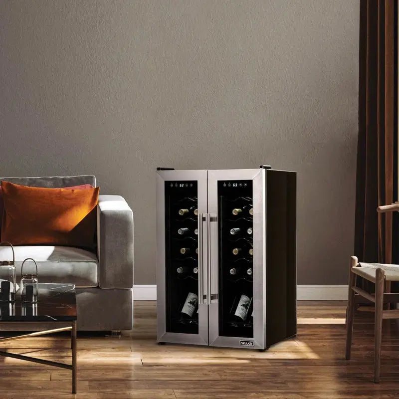 Newair 24 Bottle and 12 Can Dual Zone Freestanding Wine Refrigerator | Fridge.com