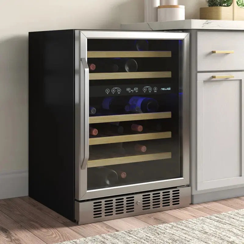 Newair 24 In. 46 Bottle Dual Zone Built-In Wine Refrigerator with Beechwood Shelves and Safety Lock | Fridge.com