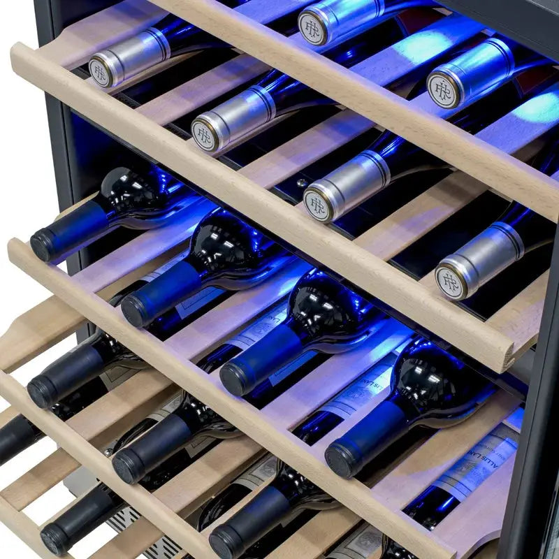 Newair 24 In. 46 Bottle Dual Zone Built-In Wine Refrigerator with Beechwood Shelves and Safety Lock | Fridge.com