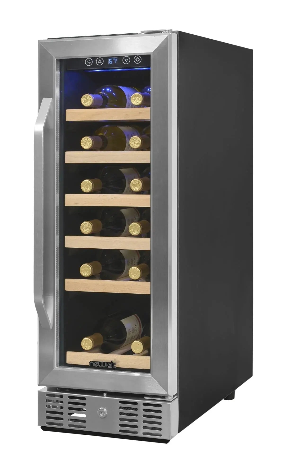 Newair 24 Inch - 46 Bottle Wine Cooler Refrigerator, Built-In Recessed Kickplate, Dual Zone Wine Fridge in Stainless Steel | Fridge.com