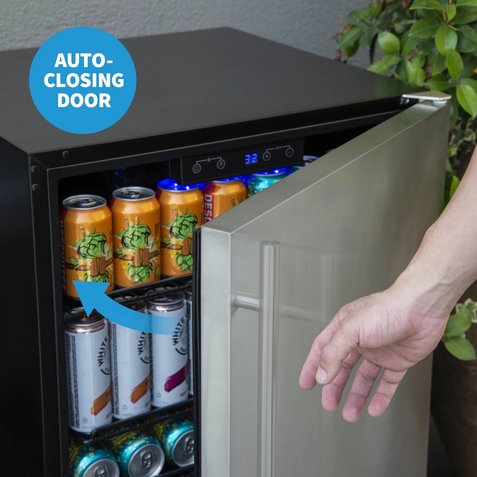 Newair 24” 160 Can Outdoor Rated Beverage Fridge Built in or Freestanding in Stainless Steel - NOF160SS00 | Fridge.com