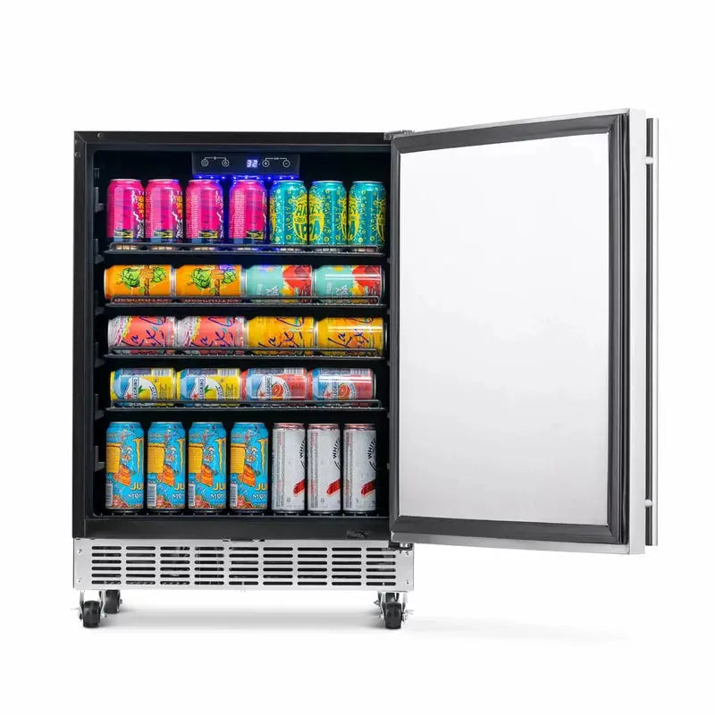 Newair 24" Built-In 160 Can Outdoor Beverage Fridge in Weatherproof Stainless Steel | Fridge.com