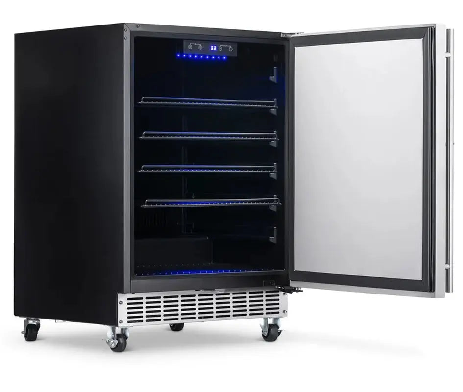 Newair 24" Built-In 160 Can Outdoor Beverage Fridge in Weatherproof Stainless Steel | Fridge.com