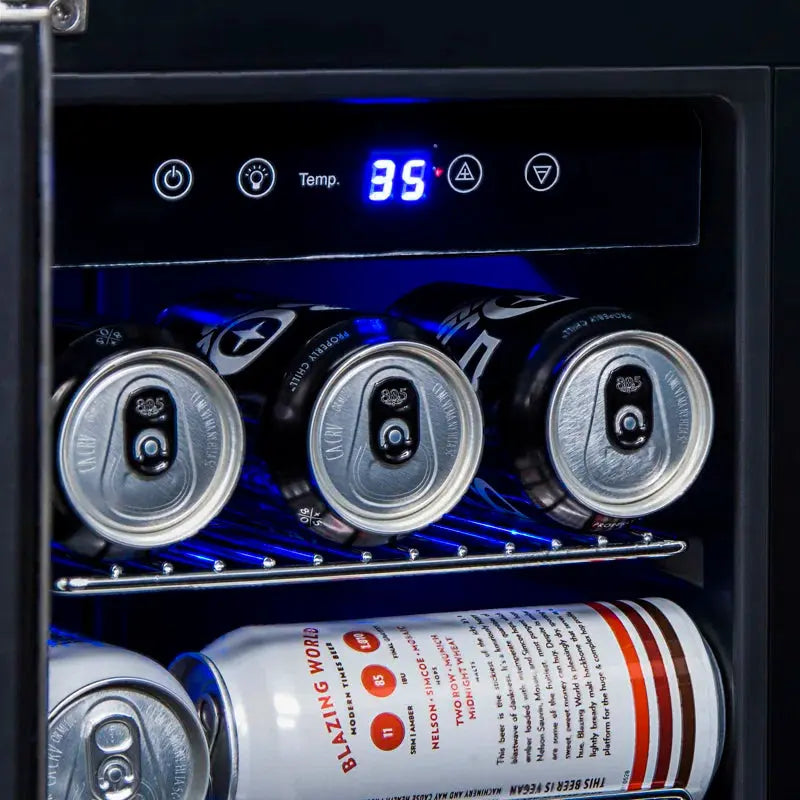 Newair 24” Built-In Dual Zone 18 Bottle and 58 Can Wine and Beverage Fridge in Stainless Steel | Fridge.com