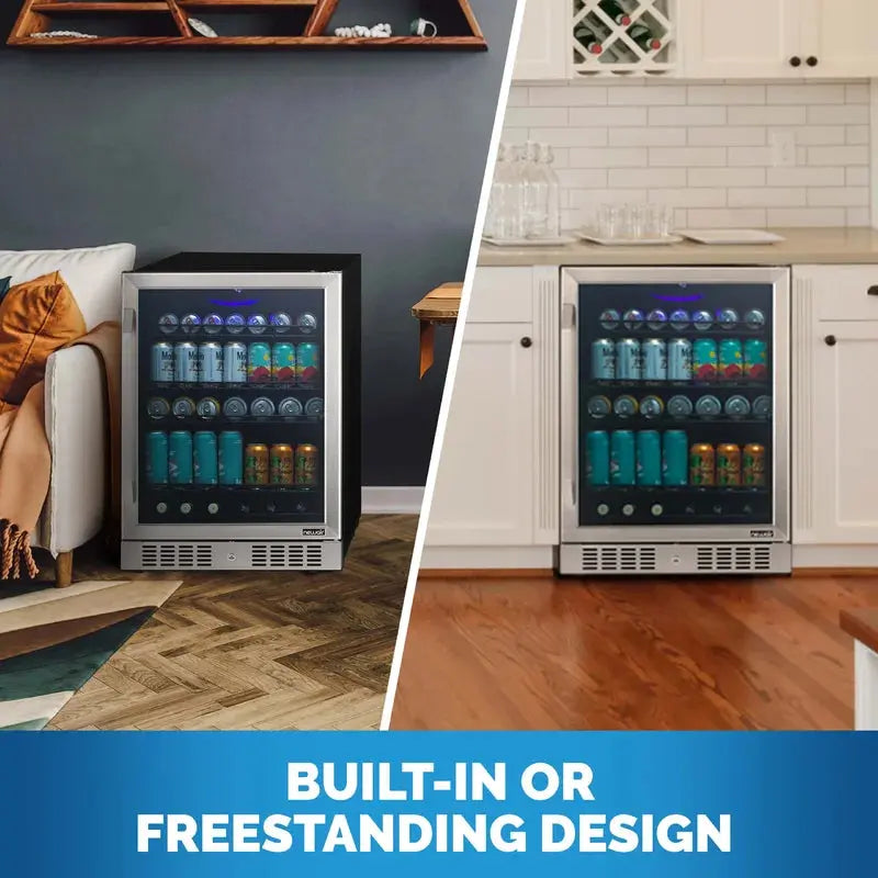 Newair 24" Built-In or Freestanding 177 Can Beverage Fridge in Stainless Steel | Fridge.com