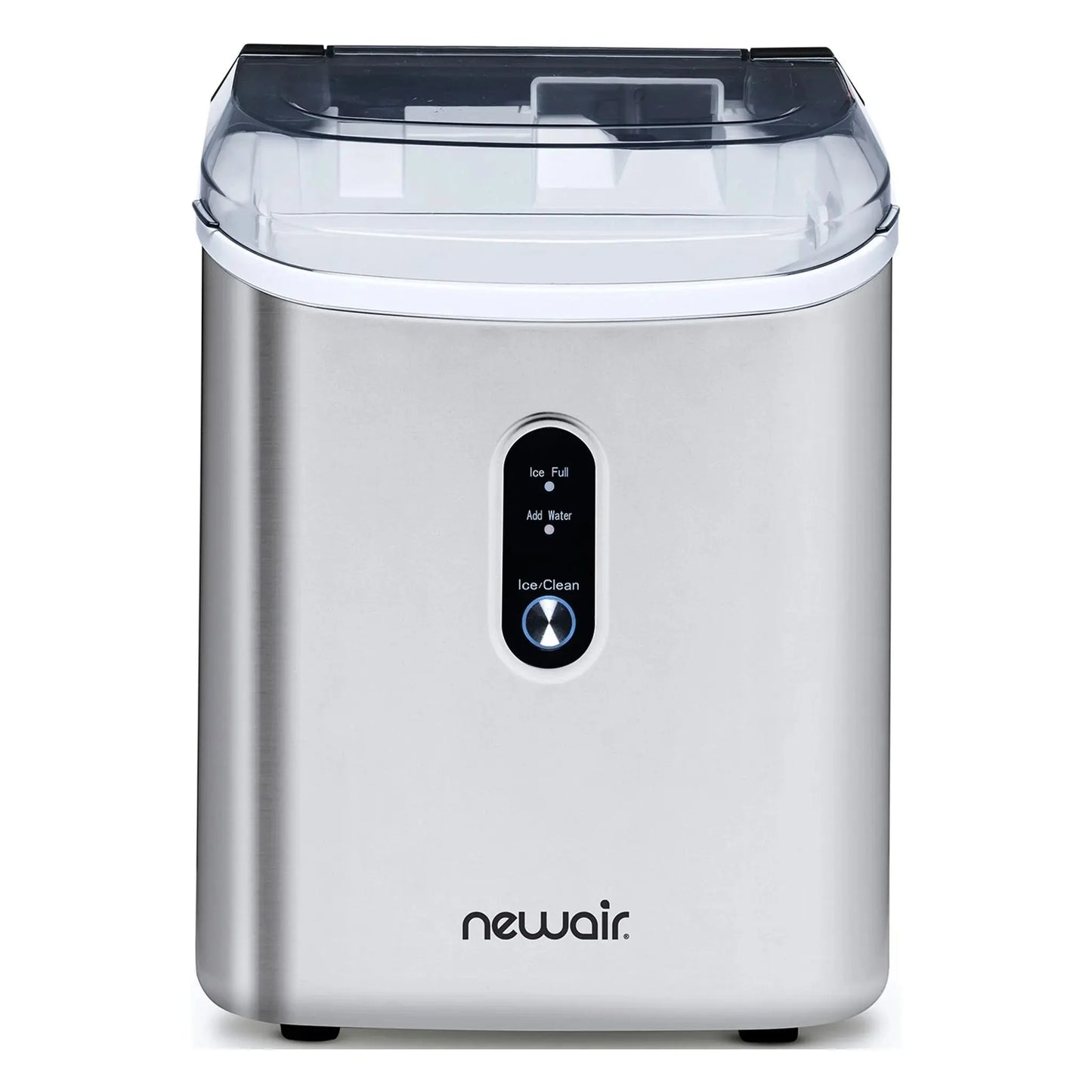 Newair 26 Lbs. Nugget Countertop Ice Maker with Soft Chewable Pebble Ice, Self-Cleaning, Easy-Pour Waterspout, Perfect for Home, Kitchen, Office, Silver Stainless Steel | Fridge.com