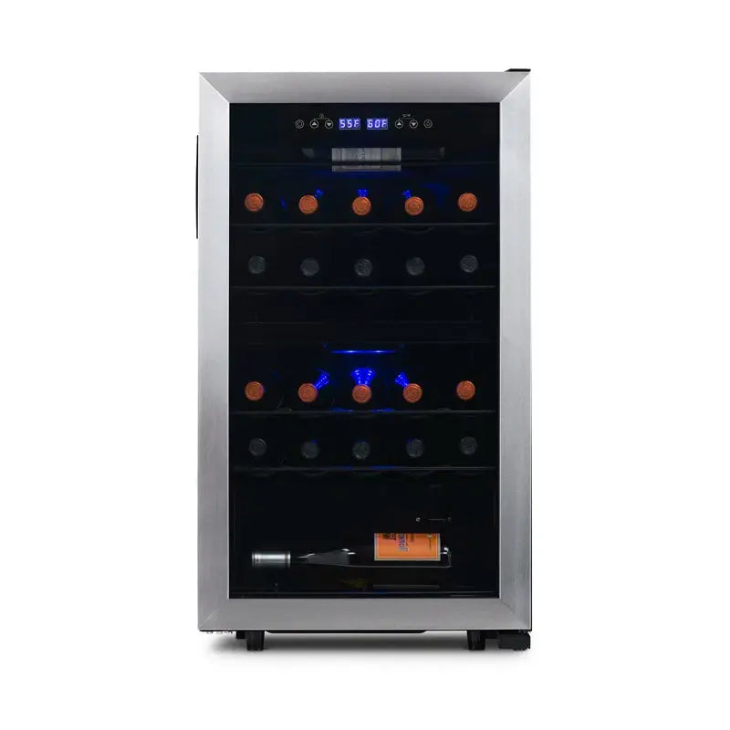 Newair 28 Bottle Dual Zone Freestanding Wine Fridge in Stainless Steel | Fridge.com