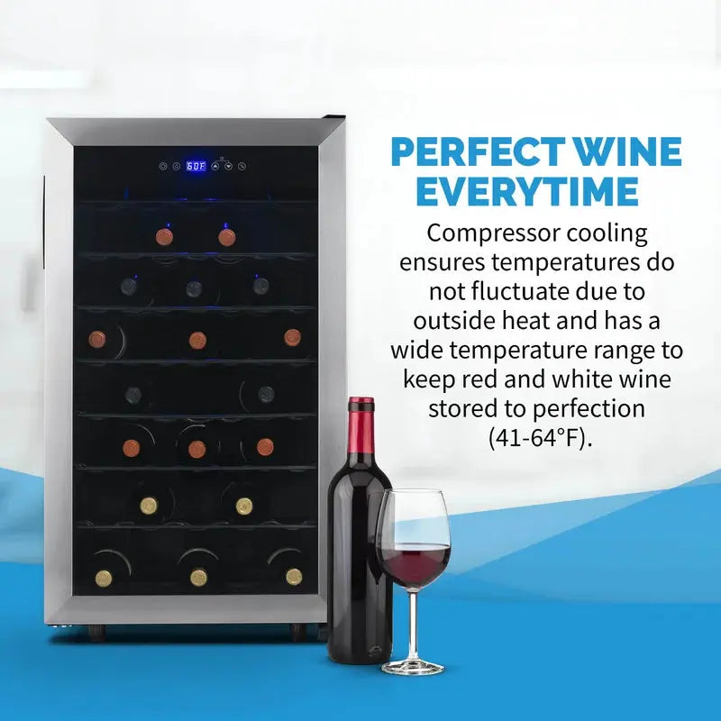 Newair 50 Bottle Freestanding Wine Refrigerator in Stainless Steel with Adjustable Shelves | Fridge.com