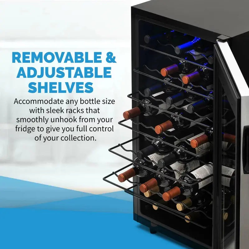 Newair 50 Bottle Freestanding Wine Refrigerator in Stainless Steel with Adjustable Shelves | Fridge.com