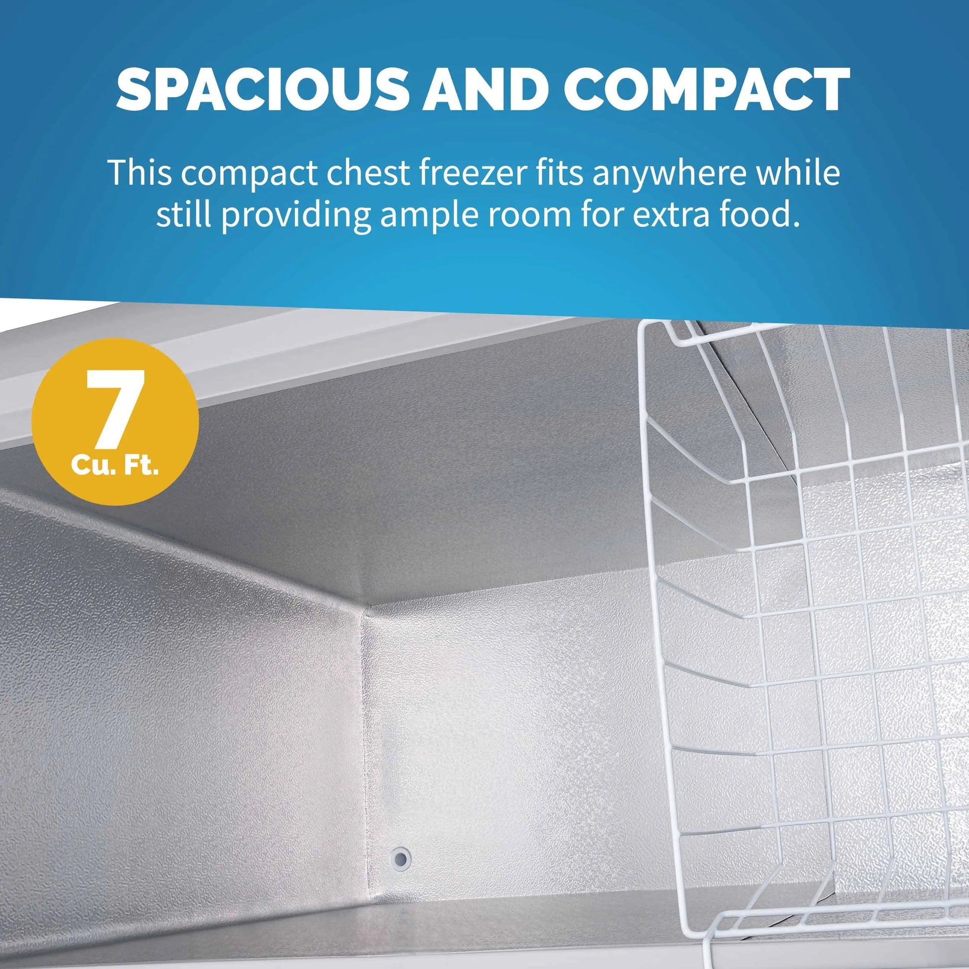 Newair 6.7 Cu. Ft. Compact Chest Freezer in Cool Gray, Temperature Control, Fast Freeze Mode, Door Alarm, Wire Basket, Self-Diagnose Program, and LED Lighting | Fridge.com