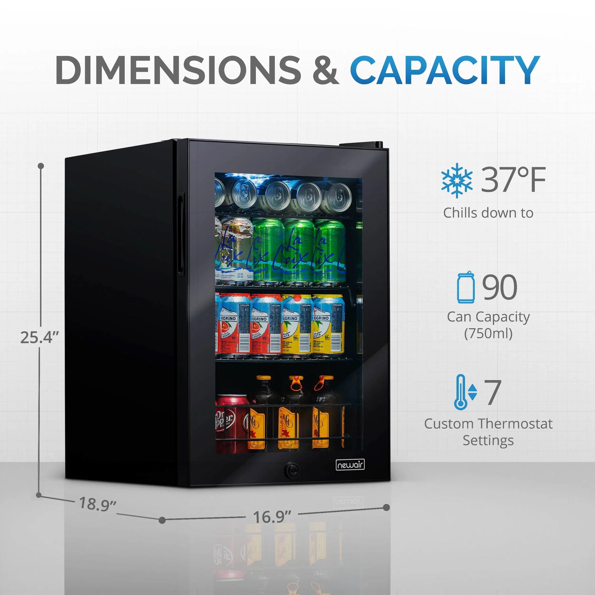 Newair 90 Can Beverage Refrigerator Cooler, Freestanding Small Mini Fridge in Black for Home, Office or Bar | Fridge.com