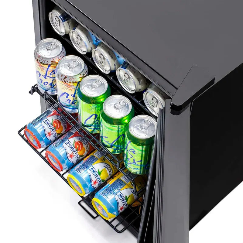 Newair 90 Can Freestanding Beverage Fridge in Onyx Black, Compact with Adjustable Shelves and Lock | Fridge.com