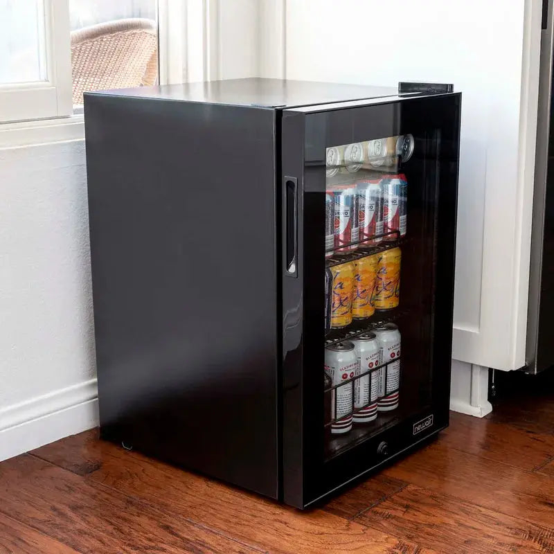 Newair 90 Can Freestanding Beverage Fridge in Onyx Black, Compact with Adjustable Shelves and Lock | Fridge.com