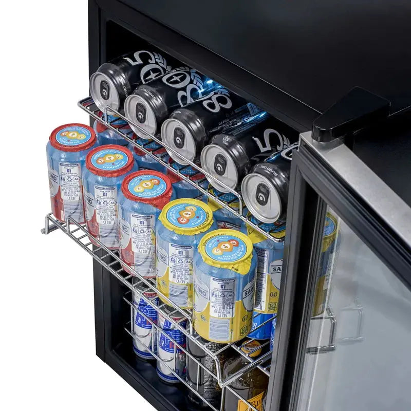 Newair 90 Can Freestanding Beverage Fridge in Stainless Steel, Compact with Adjustable Shelves | Fridge.com