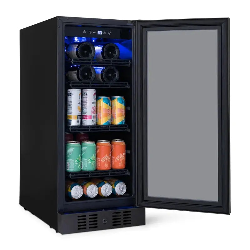 Newair Flipshelf 15" 80 Can or 33 Bottle, Built-In or Freestanding Wine and Beverage Fridge | Fridge.com