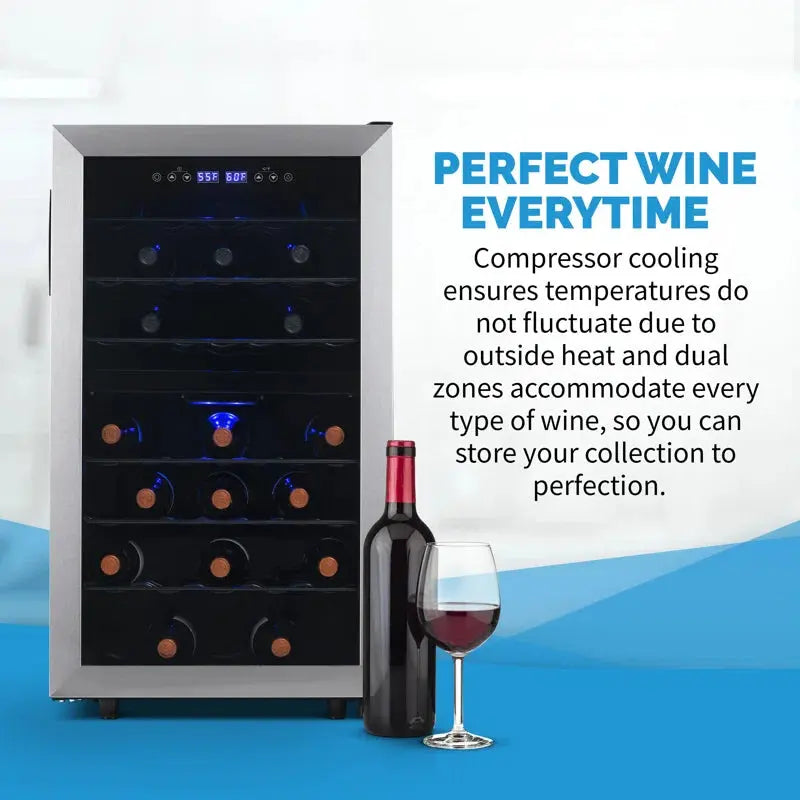 Newair Free Standing Wine Cooler, Stainless Steel | Fridge.com