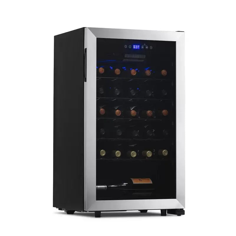 Newair Freestanding 33 Bottle Compressor Wine Fridge in Stainless Steel, Adjustable Racks | Fridge.com