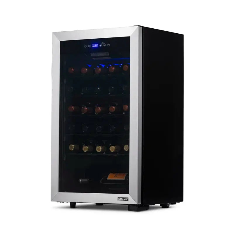 Newair Freestanding 33 Bottle Compressor Wine Fridge in Stainless Steel, Adjustable Racks | Fridge.com