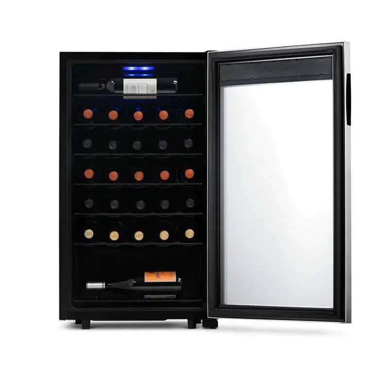 Newair Freestanding 33 Bottle Compressor Wine Fridge in Stainless Steel, Adjustable Racks | Fridge.com