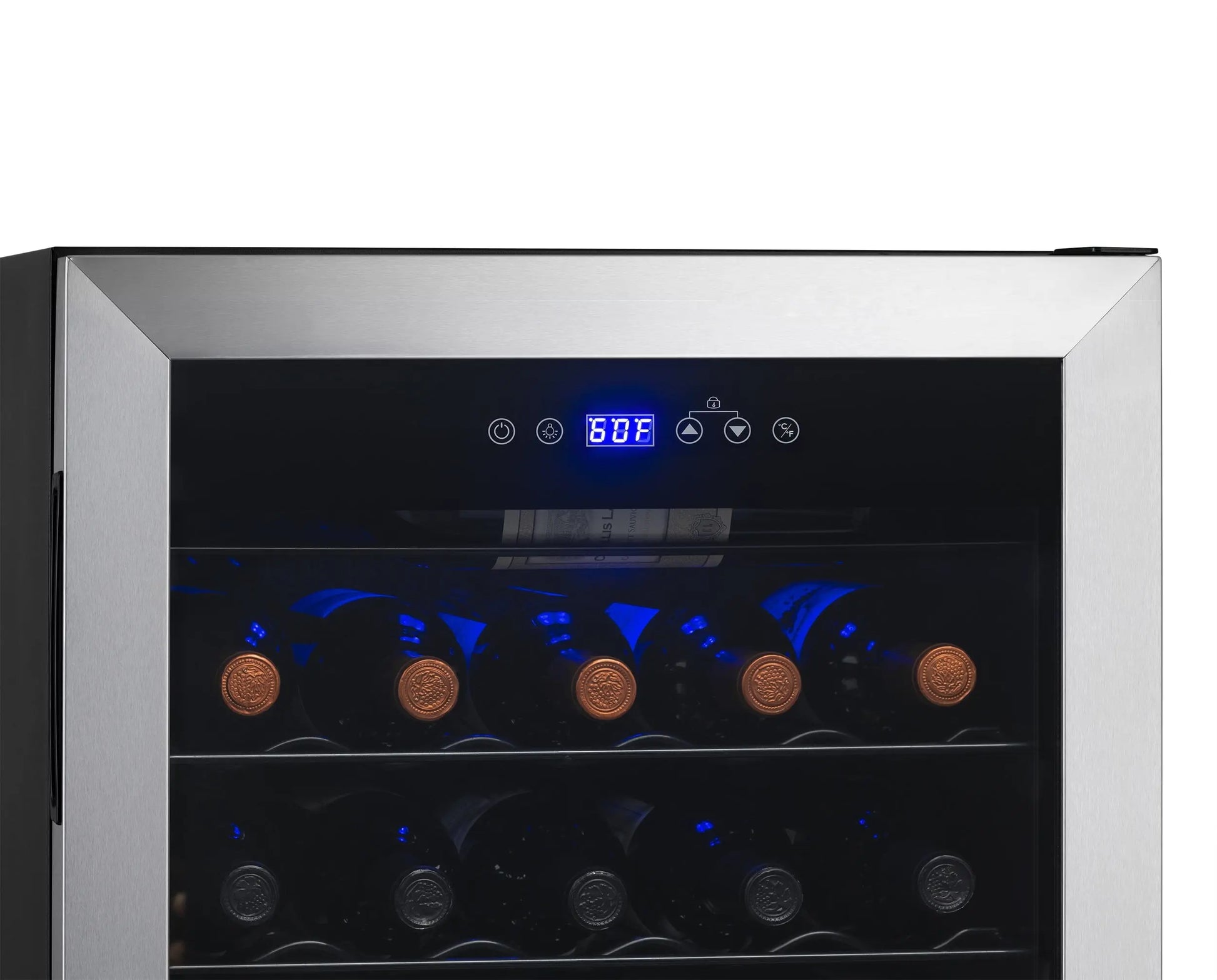 Newair Freestanding 33 Bottle Compressor Wine Fridge in Stainless Steel, Adjustable Racks and Exterior Digital Thermostat | Fridge.com