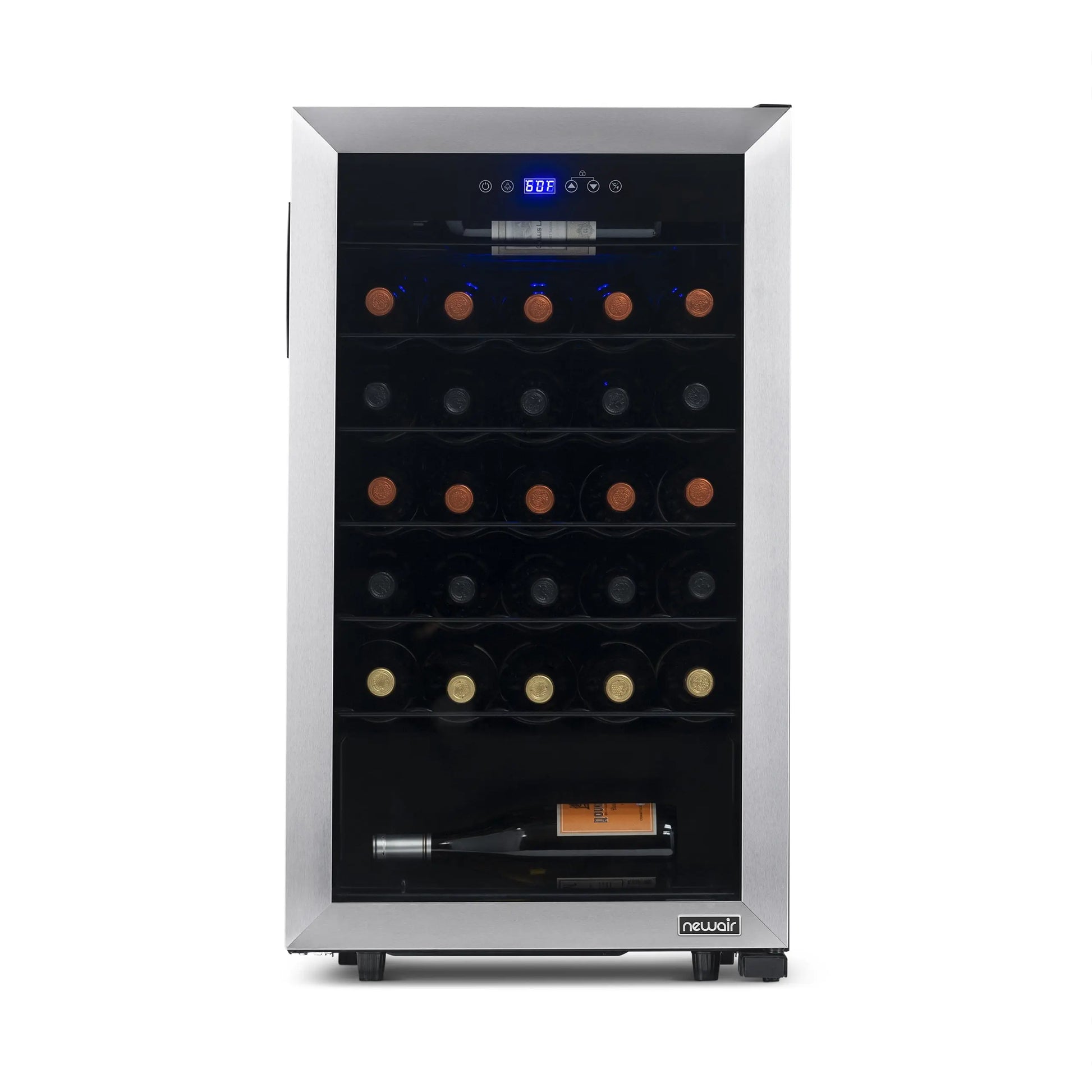 Newair Freestanding 33 Bottle Compressor Wine Fridge in Stainless Steel, Adjustable Racks and Exterior Digital Thermostat | Fridge.com