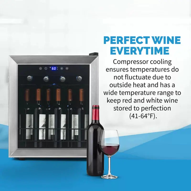 Newair Freestanding Wine Cooler, Stainless Steel | Fridge.com