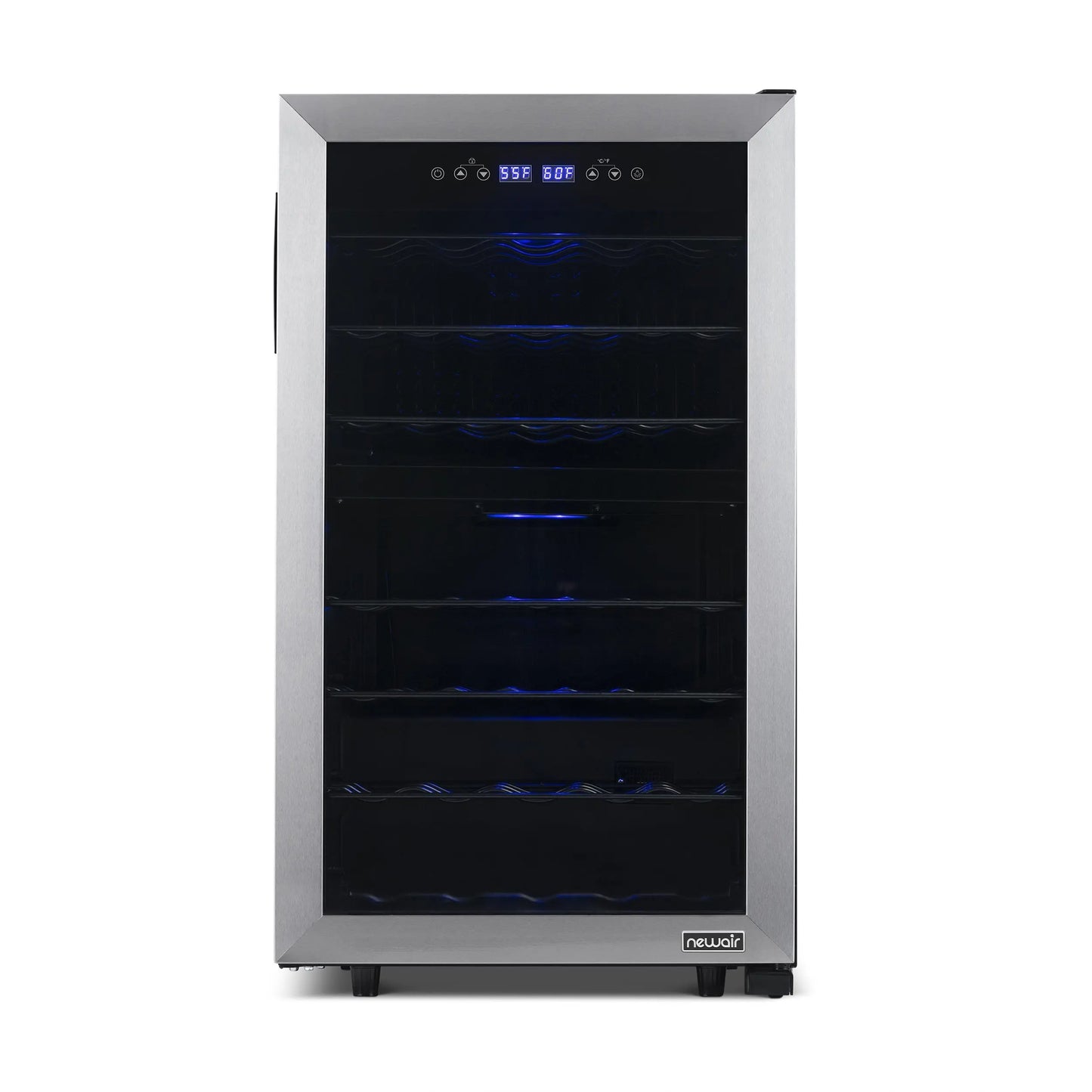 Newair Freestanding Wine Fridge, 43 Bottle Dual Zone Compressor Wine Cooler Fridge in Stainless Steel | Fridge.com