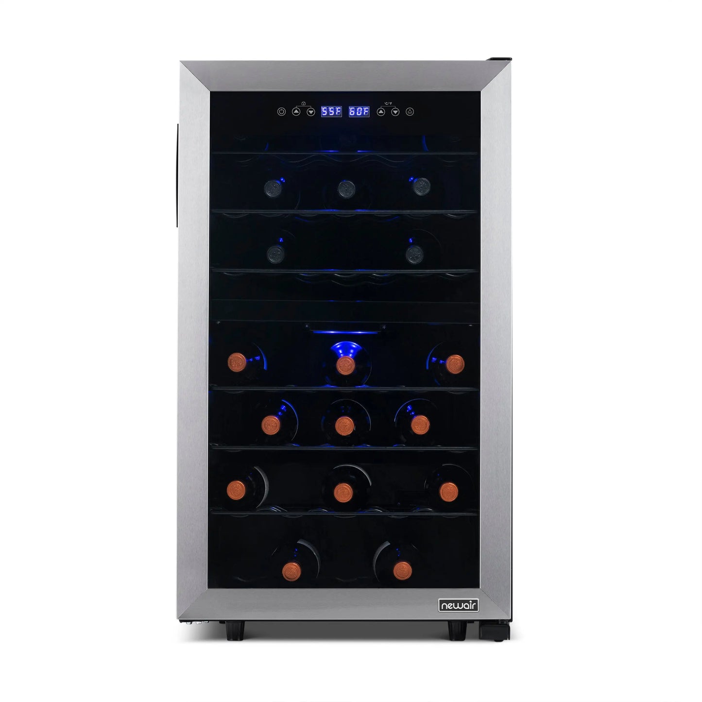 Newair Freestanding Wine Fridge, 43 Bottle Dual Zone Compressor Wine Cooler Fridge in Stainless Steel | Fridge.com