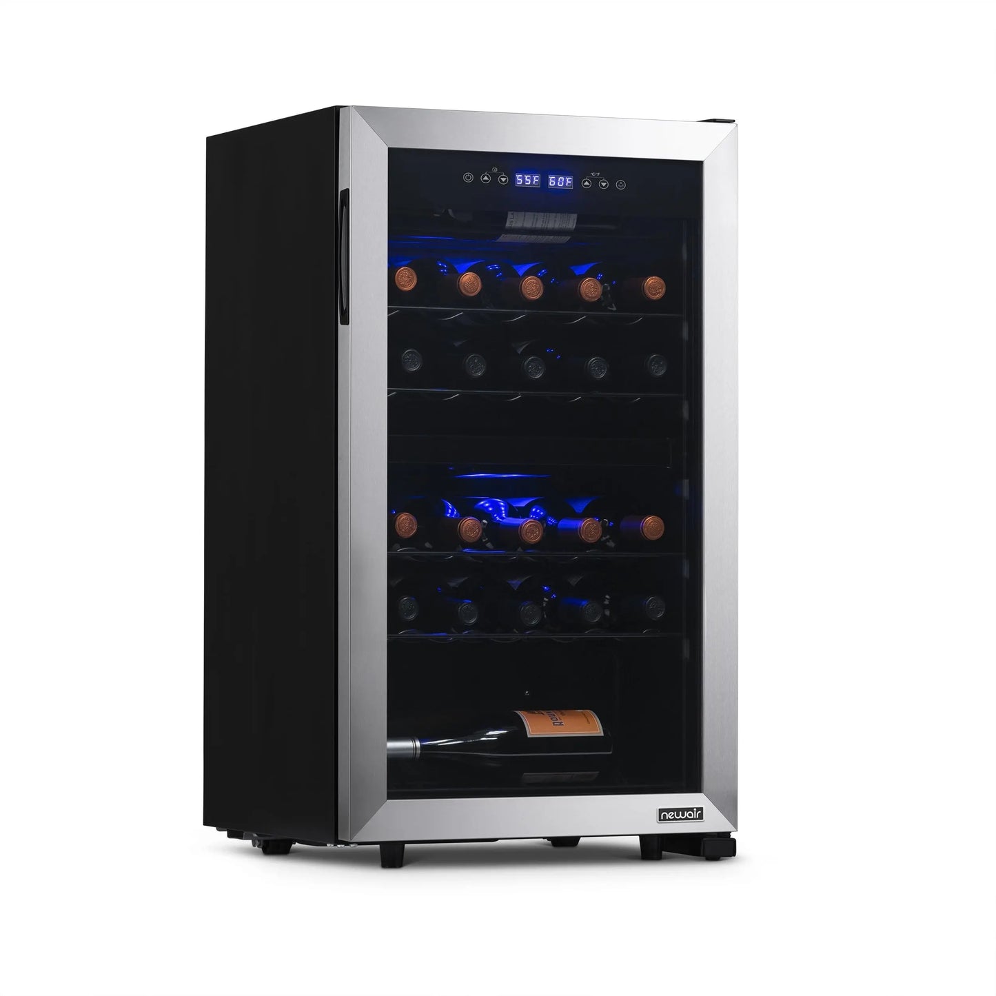 Newair Freestanding Wine Fridge, 43 Bottle Dual Zone Compressor Wine Cooler Fridge in Stainless Steel | Fridge.com