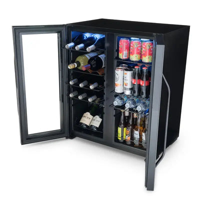 Newair Shadow Series Wine and Beverage Refrigerator 18 Bottles & 59 Cans, Dual Temperature Zones | Fridge.com