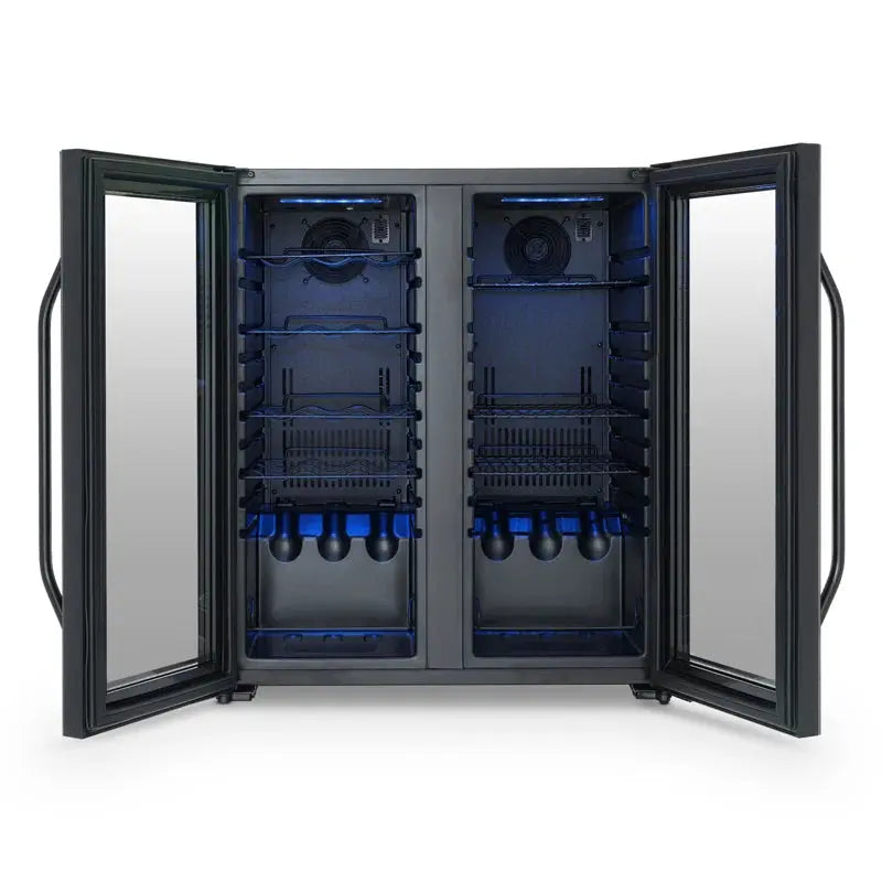 Newair Shadow Series Wine and Beverage Refrigerator 18 Bottles & 59 Cans, Dual Temperature Zones | Fridge.com