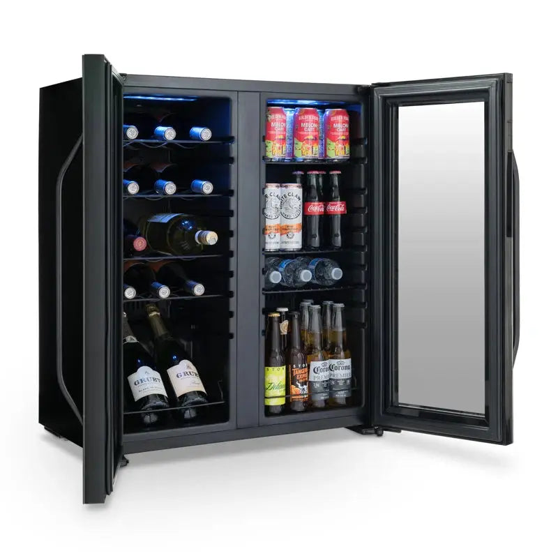 Newair Shadow Series Wine and Beverage Refrigerator 18 Bottles & 59 Cans, Dual Temperature Zones | Fridge.com