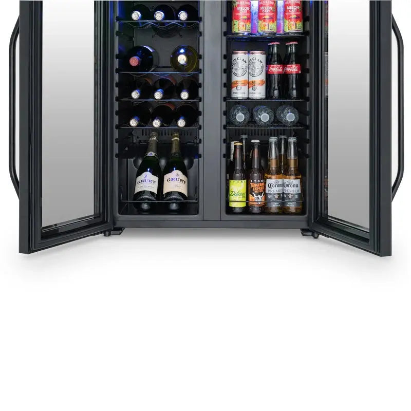 Newair Shadow Series Wine and Beverage Refrigerator 18 Bottles & 59 Cans, Dual Temperature Zones | Fridge.com