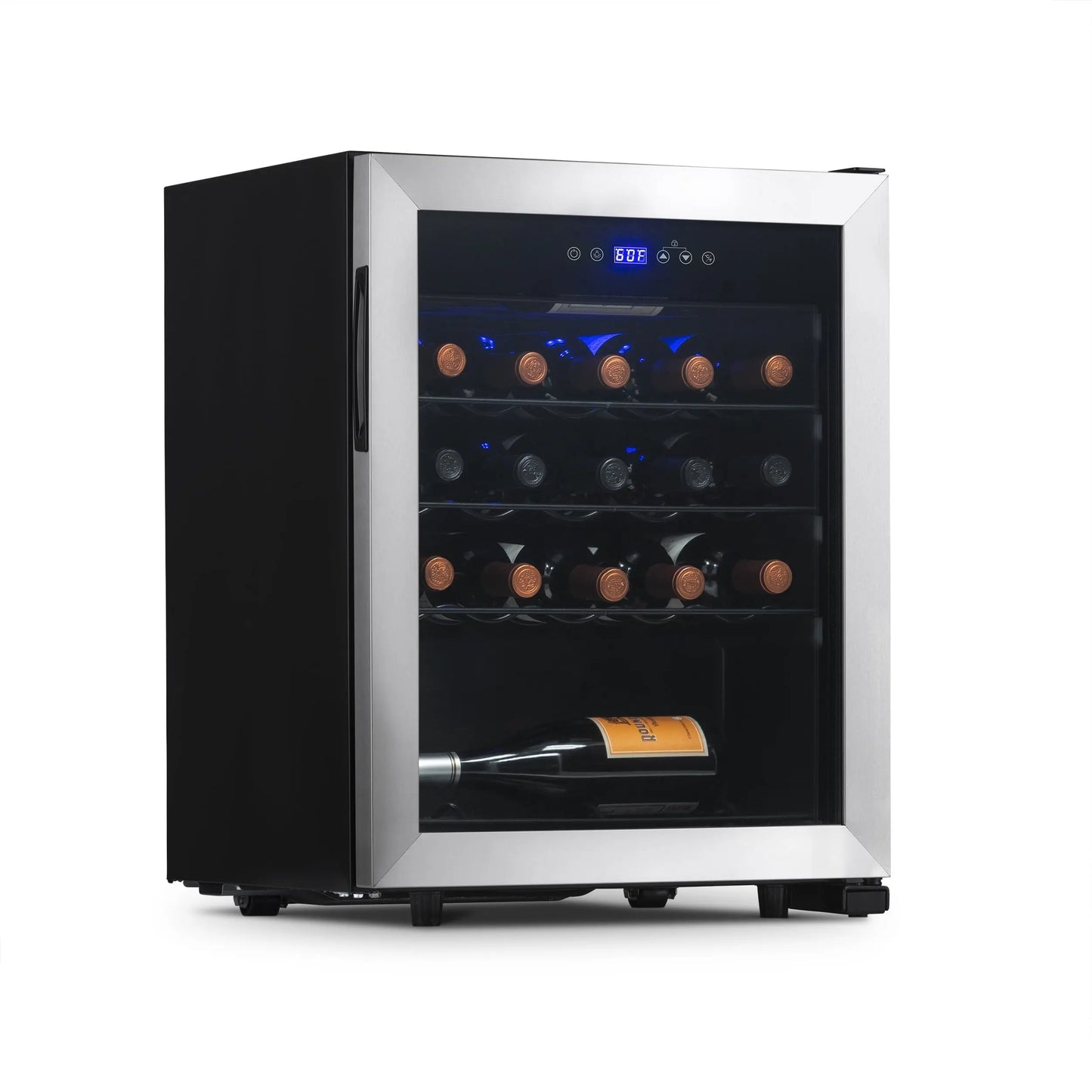 Newair, 23 Bottle Freestanding Wine Fridge, Stainless Steel Wine Cooler | Fridge.com