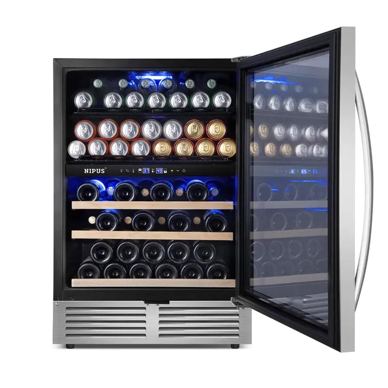 Nipus Classic Series 24" 94 Can and 27 Bottle Dual Zone Wine & Beverage Refrigerator Built-In and Freestanding | Fridge.com