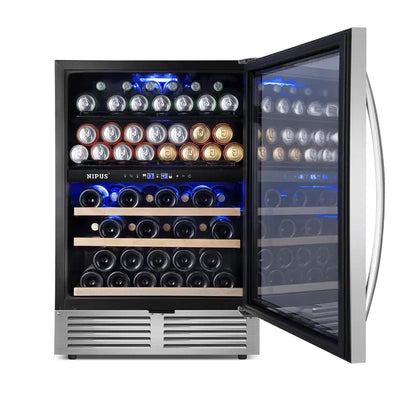 Nipus Classic Series 24" 94 Can and 27 Bottle Dual Zone Wine & Beverage Refrigerator Built-In and Freestanding | Fridge.com