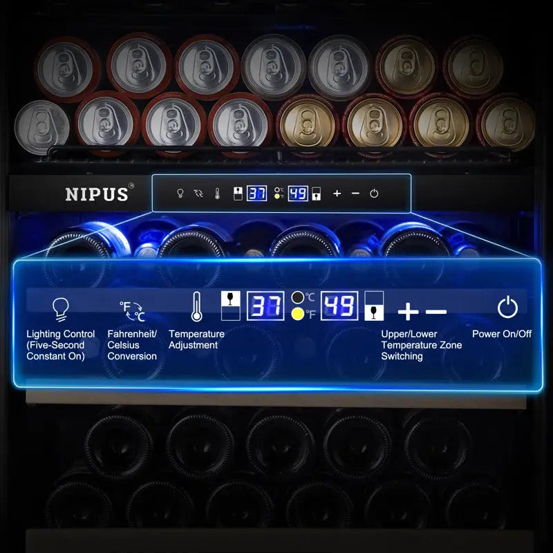 Nipus Classic Series 24" 94 Can and 27 Bottle Dual Zone Wine & Beverage Refrigerator Built-In and Freestanding | Fridge.com