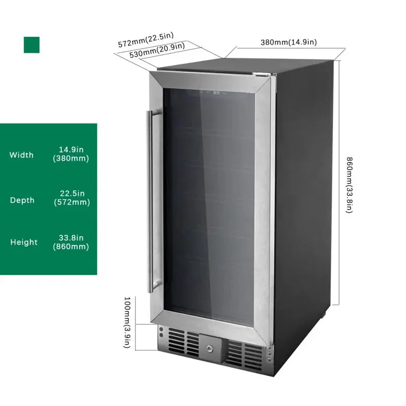 Northair 14.9'' 30 Bottle Single Zone Built-In Wine Refrigerator | Fridge.com