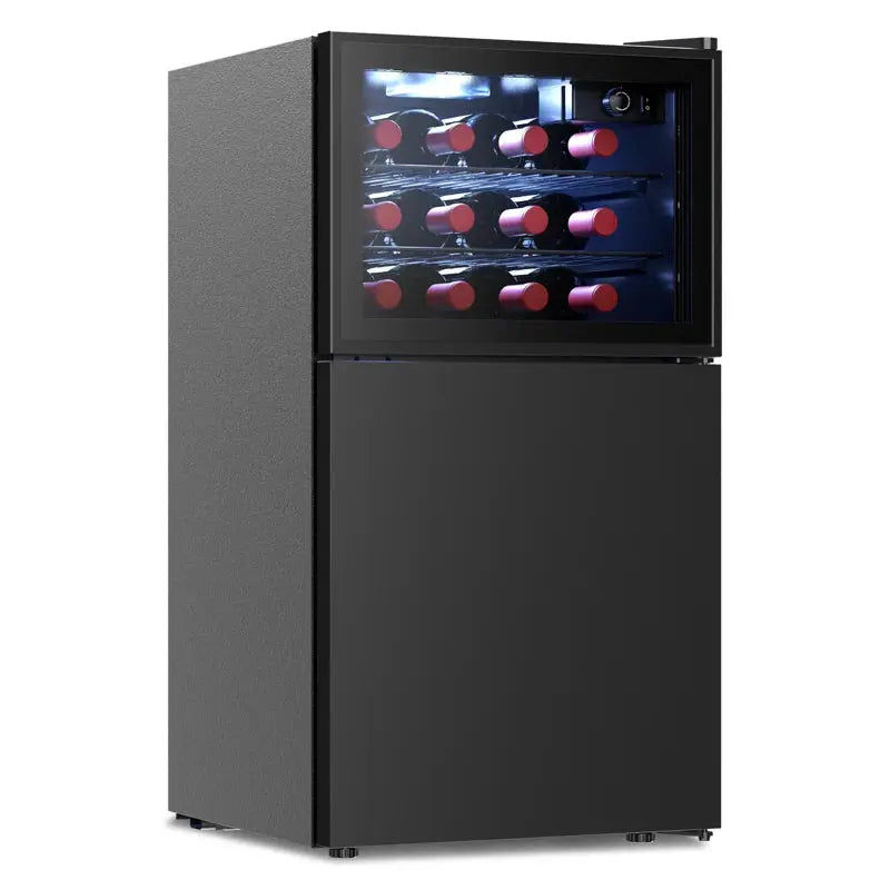 Northair 2-Door Wine Cooler and Freezer - 12 Bottle Wine Capacity and 1.3 Cubic Feet Freezer Capacity, Dual Zone Temperature Control, Perfect for Home or Office | Fridge.com