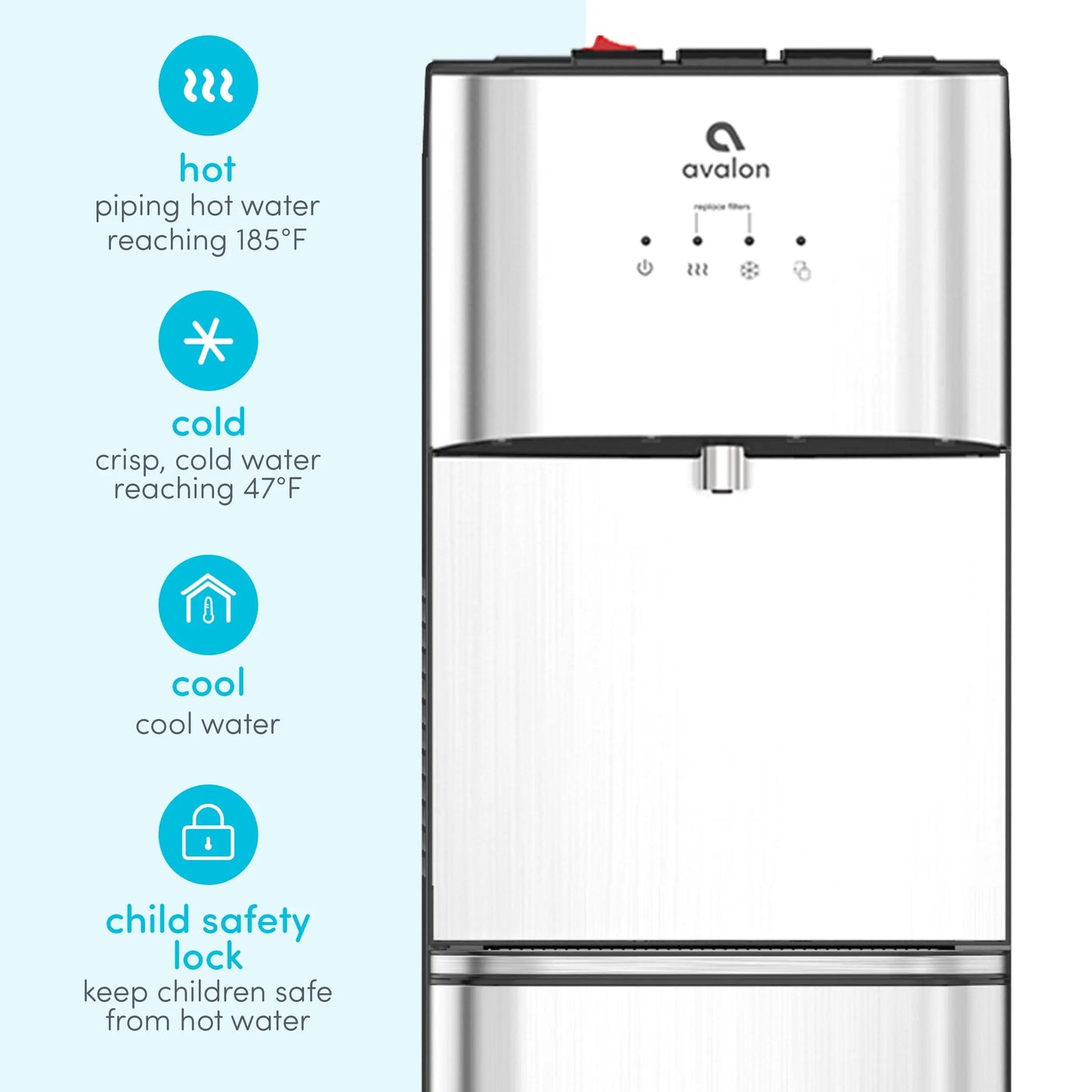 Avalon Bottom Loading Water Dispenser with Filtration - 3 Temperature Settings - Hot, Cold & Room Water, Durable Stainless Steel Construction - Ul/Energy Star/Nsf Approved | Fridge.com