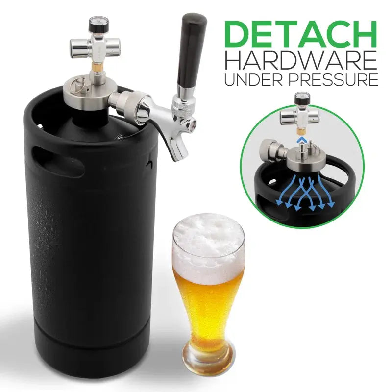 Nutrichef 0.13 Cubic Feet Black Outdoor Single Tap Mini Keg Countertop Kegerator with Adjustable Temperature | Fridge.com